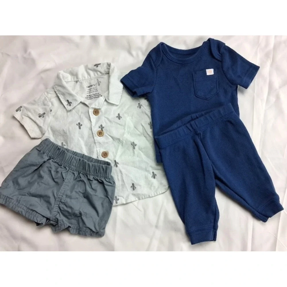 Carter's Baby Boy Newborn 10pc Outfit Lot Cactus Shorts Bodysuit‎ Mommy Man